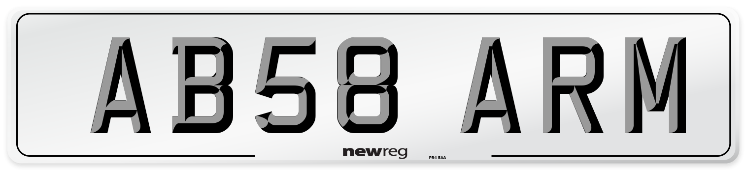 AB58 ARM Number Plate from New Reg